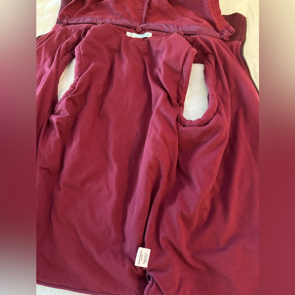Maurices Raspberry Burgundy Hooded Vest w/ Embroidery Detail- size M - Picture 12 of 16